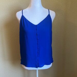 BB DAKOTA Royal Blue Velvet Strap Button Down Tank top | small